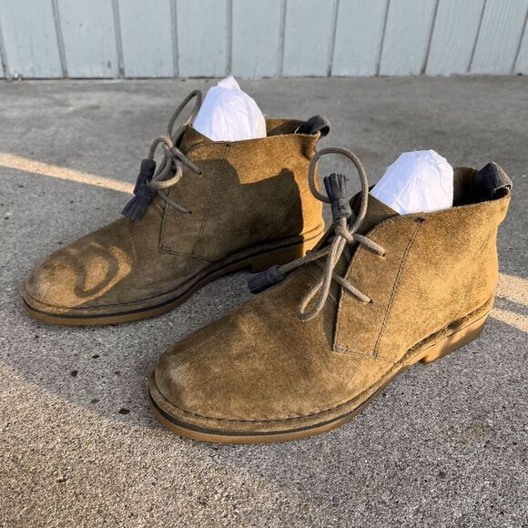 Hush Puppies Olive Suede Chukka Boots w/ Tassel Laces, Size 9 - Picture 7 of 10